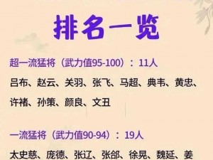 胡莱三国无双版：最新武将排行榜揭晓，谁是最强武将？一探究竟