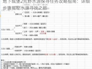 地下城堡2荒野水源探寻任务攻略指南：详细步骤揭秘水源寻找之旅