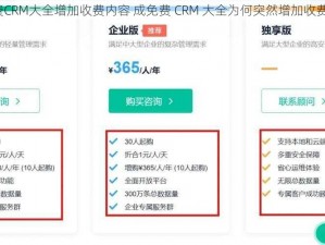 成免费CRM大全增加收费内容 成免费 CRM 大全为何突然增加收费内容？