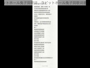 ラビットホール兔子洞歌词、ラビットホール兔子洞歌词是什么？