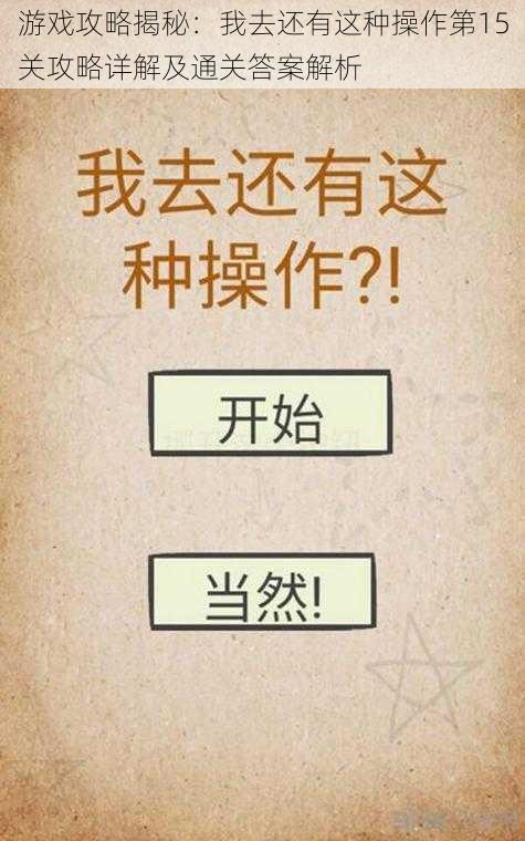 游戏攻略揭秘：我去还有这种操作第15关攻略详解及通关答案解析