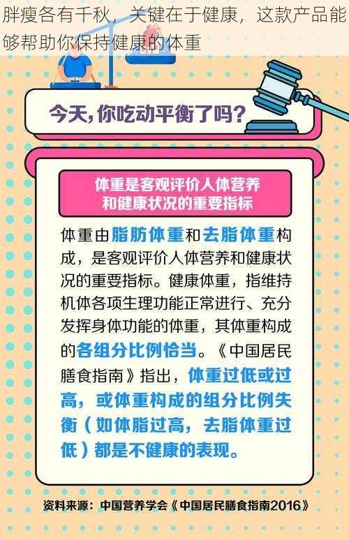 胖瘦各有千秋，关键在于健康，这款产品能够帮助你保持健康的体重