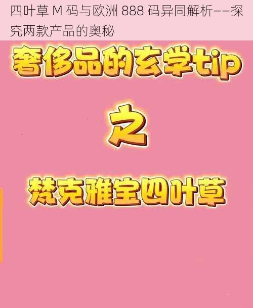 四叶草 M 码与欧洲 888 码异同解析——探究两款产品的奥秘