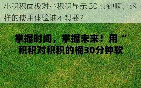 小积积面板对小积积显示 30 分钟啊，这样的使用体验谁不想要？