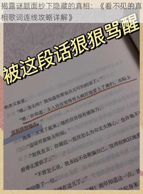 揭露谜题面纱下隐藏的真相：《看不见的真相歌词连线攻略详解》