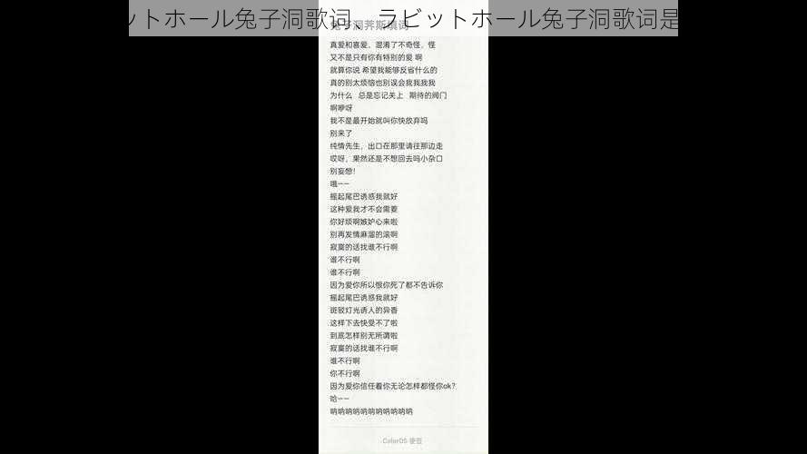 ラビットホール兔子洞歌词、ラビットホール兔子洞歌词是什么？