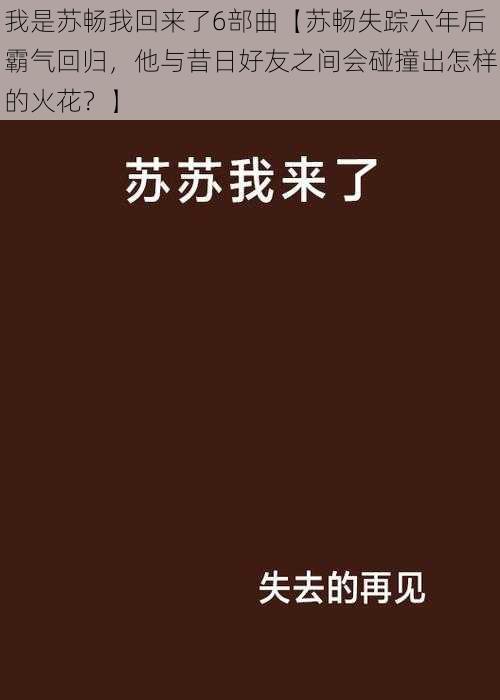 我是苏畅我回来了6部曲【苏畅失踪六年后霸气回归，他与昔日好友之间会碰撞出怎样的火花？】