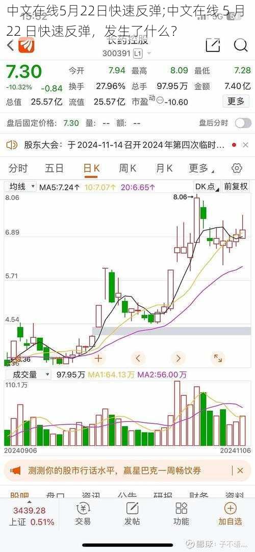 中文在线5月22日快速反弹;中文在线 5 月 22 日快速反弹，发生了什么？