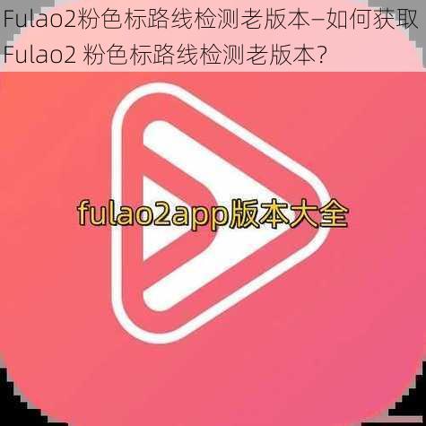 Fulao2粉色标路线检测老版本—如何获取 Fulao2 粉色标路线检测老版本？