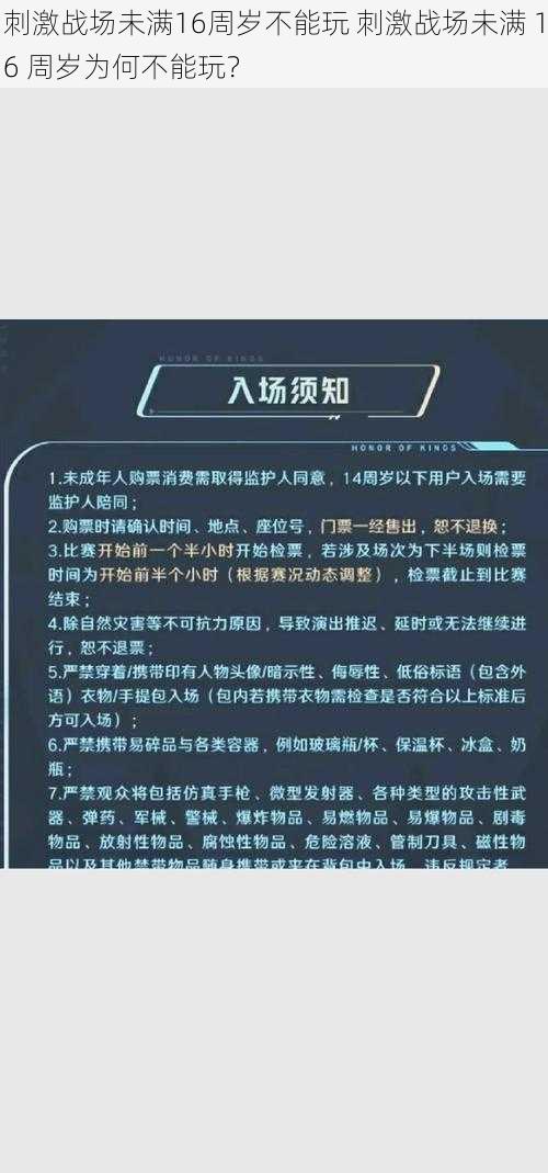 刺激战场未满16周岁不能玩 刺激战场未满 16 周岁为何不能玩？