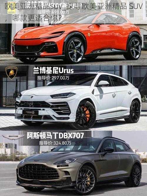 欧美亚洲精品suv_探寻欧美亚洲精品 SUV，哪款更适合你？