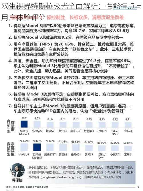 双生视界特斯拉极光全面解析：性能特点与用户体验评价