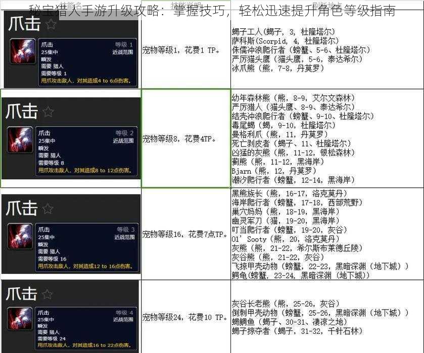 秘宝猎人手游升级攻略：掌握技巧，轻松迅速提升角色等级指南