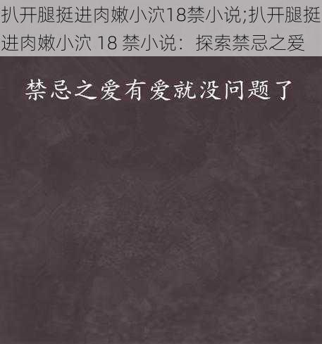 扒开腿挺进肉嫩小泬18禁小说;扒开腿挺进肉嫩小泬 18 禁小说：探索禁忌之爱