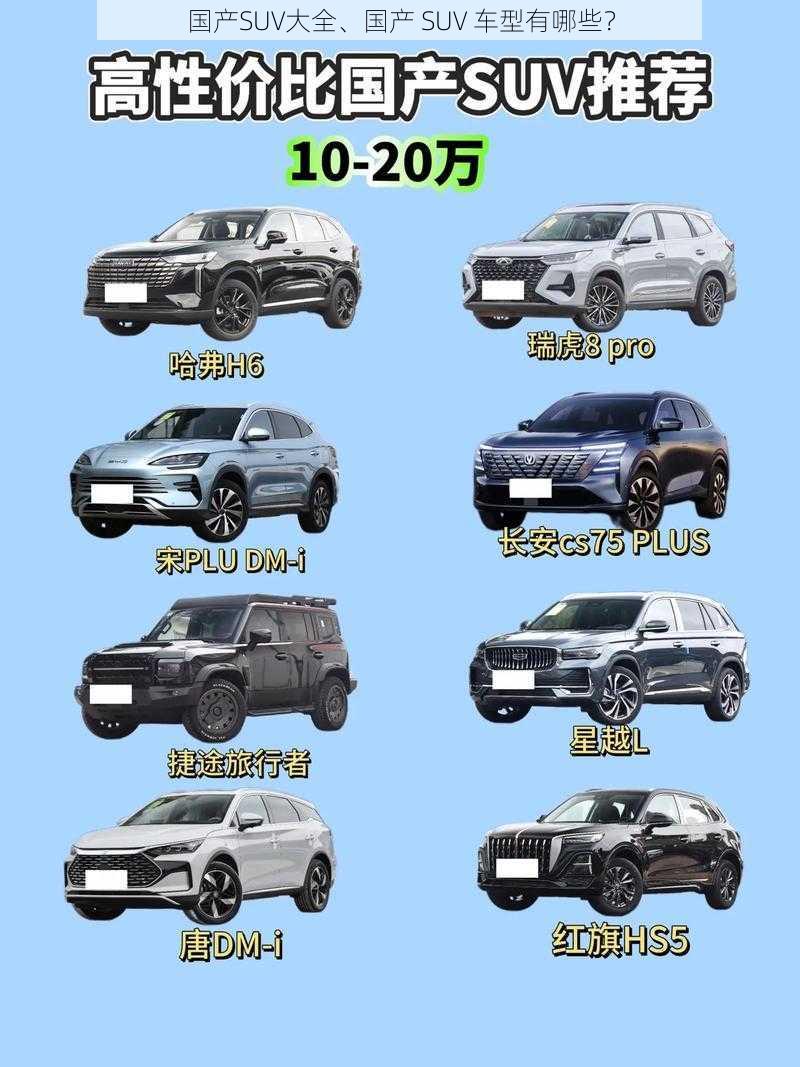 国产SUV大全、国产 SUV 车型有哪些？