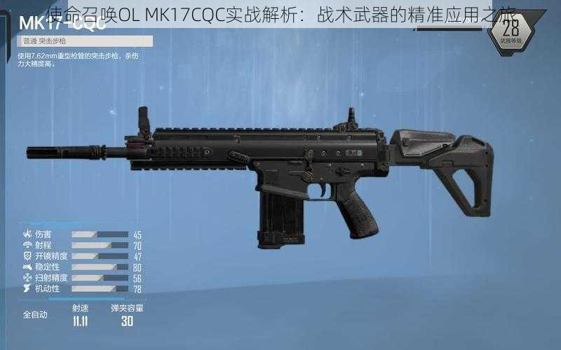 使命召唤OL MK17CQC实战解析：战术武器的精准应用之旅