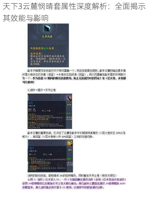 天下3云麓悯晴套属性深度解析：全面揭示其效能与影响